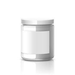 blank glass jar with label