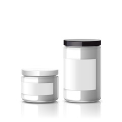 blank glass jar set with label