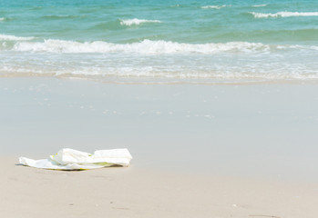 Fototapeta na wymiar plastic bag on beach