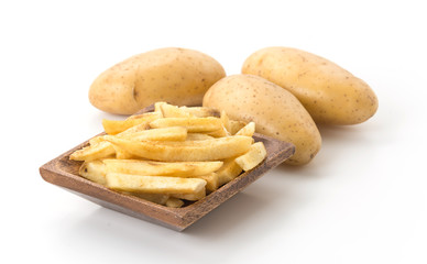 french fries on wood plate