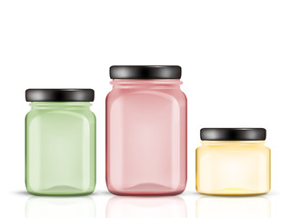 colorful glass jars set