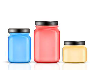 colorful glass jars set