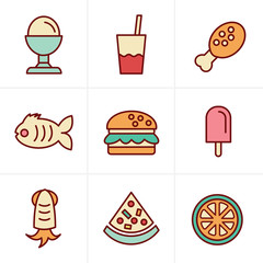  Icons Style Food Icons Set, Vector Design