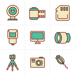 Icons Style  Photography Icons Set, Vector Design