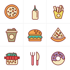 Icons Style Fast Food Icons