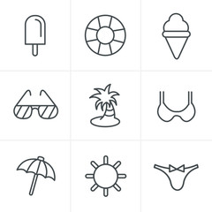 Line Icons Style Summer  Icons Set, Vector Design