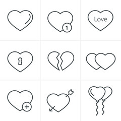 Line Icons Style hearts  Icons Set, Vector Design