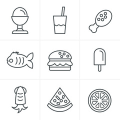 Line Icons Style Food Icons Set, Vector Design