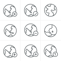 Line Icons Style Earth vector icons set