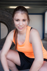 Fototapeta na wymiar Woman in a gym - fitness
