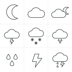 Line Icons Style Weather icons on white background