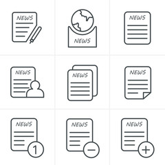 Line Icons Style Newspaper icons set