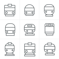 Line Icons Style Set of transport icons - Train and Tram, vector