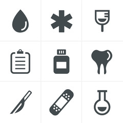 Medical icons vector set of health and medicine