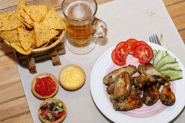 wings barbecue sauce vegetables