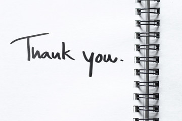 Thank you message on paper