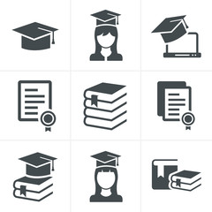 Education icons set.