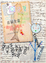 Alchemic and esoteric manuscript with collage and scrap's