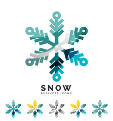 Set of abstract colorful snowflake logo icons, winter concepts