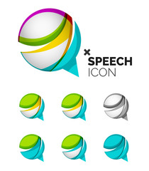 Fototapeta premium Set of abstract speech bubble and cloud icons, business logotype