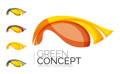 Set of abstract eco plant icons, business logotype nature green