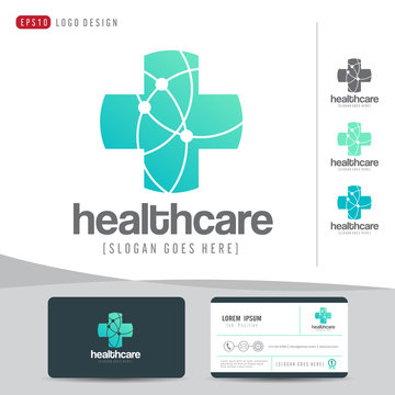 logo design medical healthcare or hospital and business card template clean and modern pattern,vector illustrator