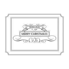 Vintage Christmas logo with the words and wishes.  