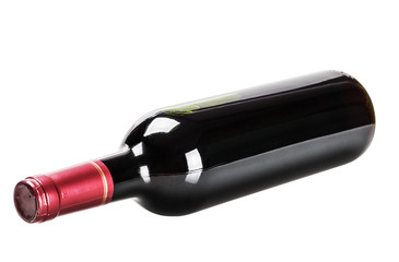 bottle with red wine isolated on a white background
