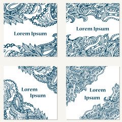 Set of retro cards with doodle. Vintage background with place for text.