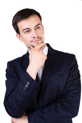 Elegant man in suit isolated on white