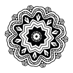 Abstract design black white element. Round mandala in vector. Graphic template for your design. Circular pattern.