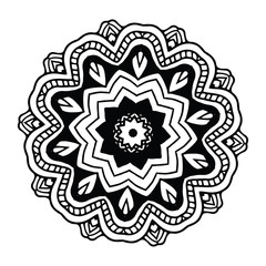Abstract design black white element. Round mandala in vector. Graphic template for your design. Circular pattern.