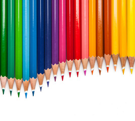 Colour pencils isolated on white background close up
