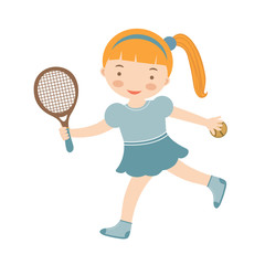 Obraz na płótnie Canvas Cute little girl playing tennis