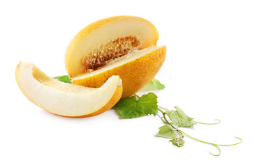 Sliced fresh melon isolated on white