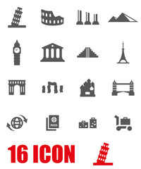 Vector grey landmarks icon set