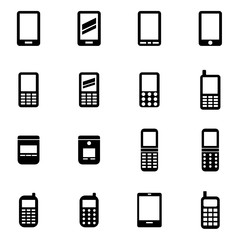 Vector black mobile phone icon set