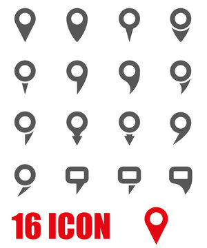 Vector Grey Map Pointer Icon Set