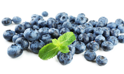 Fresh blueberries isolated on white