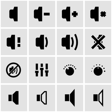 Vector black speaker icon set