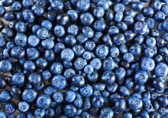 Heap of tasty ripe blueberries close up