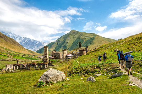 Ushguli village  the upper Svaneti region in Georgia