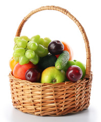 Fresh vegetables and fruits  isolated on white
