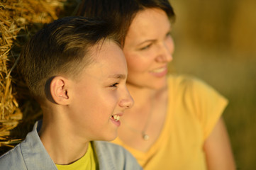 Mother with son in park