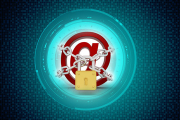 3d render of email symbol with lock