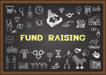 Business sketch about fund raising on chalkboard