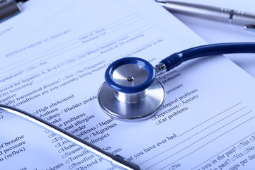 Doctor workplace close up