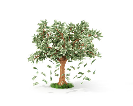 Business Or Savings Concept Of A Money Tree With Growing Dollar