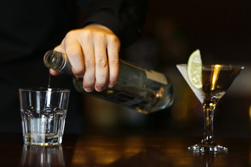 Bartender making cocktail