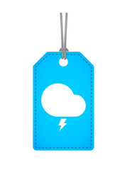 Isolated label icon with a stormy cloud